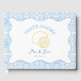 Livro De Visitas Amore Itália Lemons Azulejos Azuis Casamento Perso
