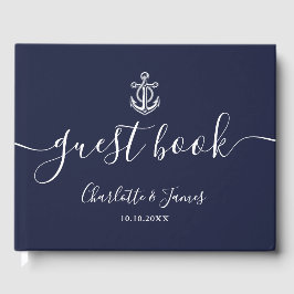 Livro De Visitas Âncora Azul Marinho Casamento Náutico Script