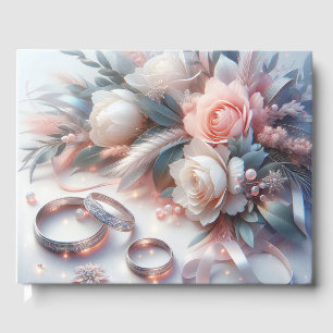 Livro De Visitas Anéis de Casamento e Flores