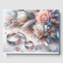 Livro De Visitas Anéis de Casamento e Flores