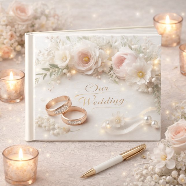 Livro De Visitas Anéis de Casamento e Flores (Criador carregado)