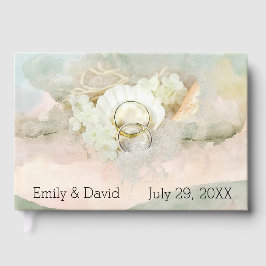 Livro De Visitas Anéis de Casamento em Seashell e Sand