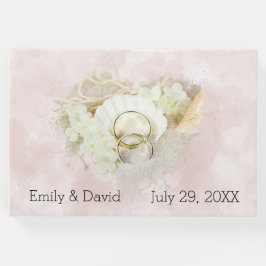 Livro De Visitas Anéis de Casamento em Seashell e Sand