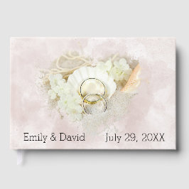 Livro De Visitas Anéis de Casamento em Seashell e Sand