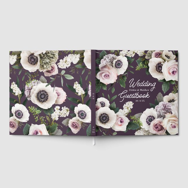 Livro De Visitas Anêmona Branca em Ameixa da Meia-Noite (Completo)