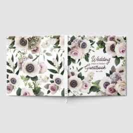 Livro De Visitas Anêmona Branca em Branco Intenso