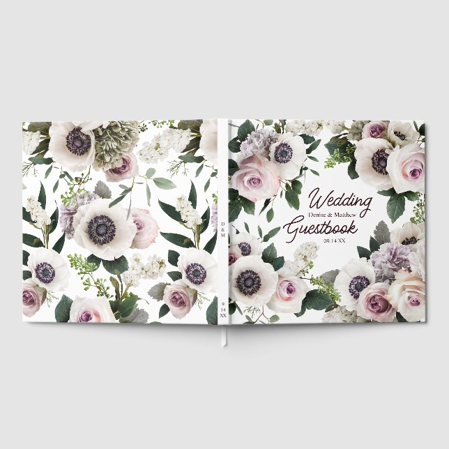 Livro De Visitas Anêmona Branca em Branco Intenso (Completo)