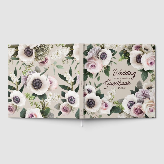 Livro De Visitas Anêmona Branca em Pale Perfeito (Completo)