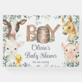 Livro De Visitas Animais de Fazenda Rústicos Celebração de Bebê Men