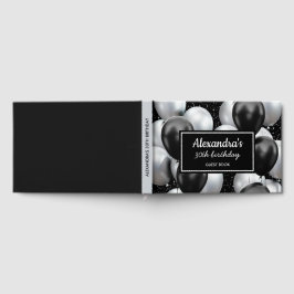 Livro De Visitas Aniversário Chic Balão Preto Cinza