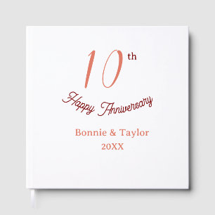 Livro De Visitas aniversário de 10 anos de casamento pêssego pastel