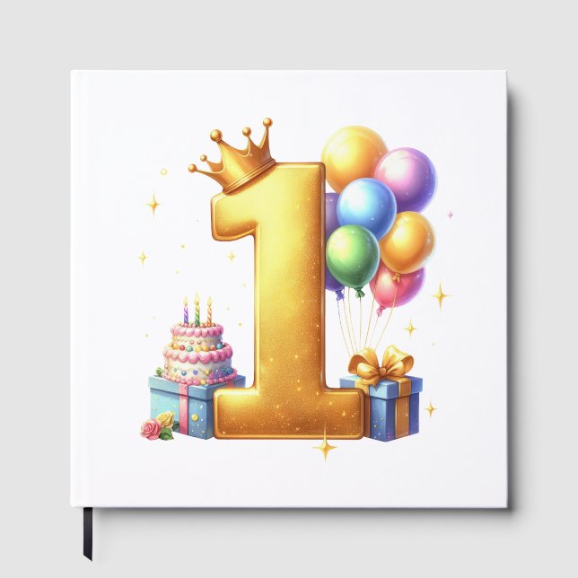 Livro De Visitas Aniversário de 1 ano Dourado (Frente)