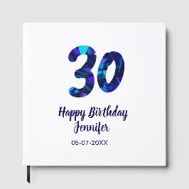 Livro De Visitas aniversário de 30 anos adicionar nome data ano azu