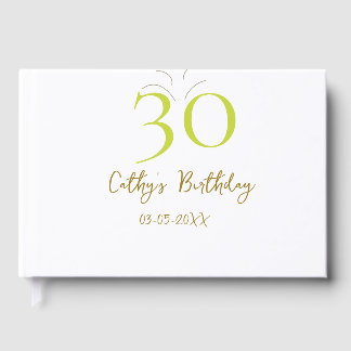 LIVRO DE VISITAS ANIVERSÁRIO DE 30 ANOS GREEN GOLD PASTEL DESENHADO