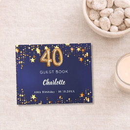 Livro De Visitas aniversário de 40 anos marinho estrelas douradas a