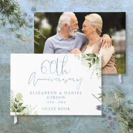 Livro De Visitas Aniversário de 60 anos de Casamento Foto Floral Ve