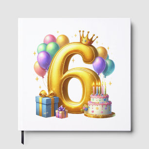 Livro De Visitas Aniversário de 6 anos dourado