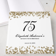 Aniversário de 75 anos Preto e Dourado Minimalista