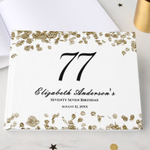 Aniversário de 77 anos Preto e Dourado Minimalista