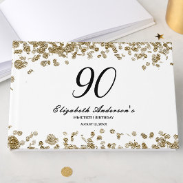 Livro De Visitas Aniversário de 90 anos Preto e Dourado Minimalista