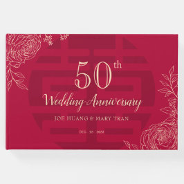 Livro De Visitas Aniversário de Casamento Chinês Ranunculus