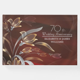 Livro De Visitas Aniversário de Casamento da 70 Floral do Elegante 