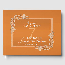 Livro De Visitas Aniversário de Casamento de 7 de Cobre Gem & Glitt