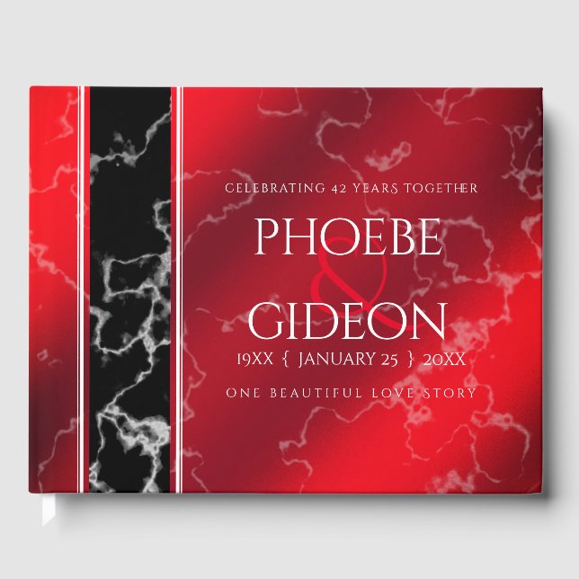 Livro De Visitas Aniversário de Casamento do Elegante 42º Jasper (Frente)