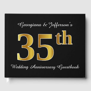Livro De Visitas Aniversário de casamento do olhar Dourado do fals