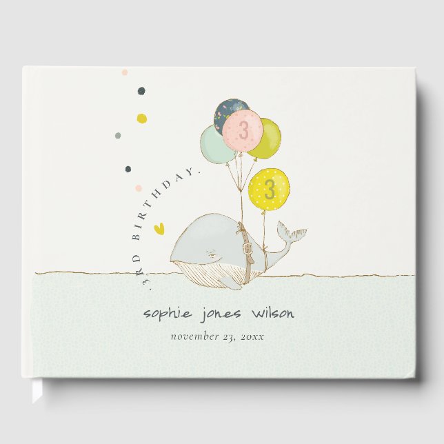 Livro De Visitas Aniversário de criança de Balão de Coração Submari (Frente)