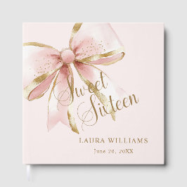 Livro De Visitas Aniversário de Sweet Sixteen Rosa e Dourado Elegan