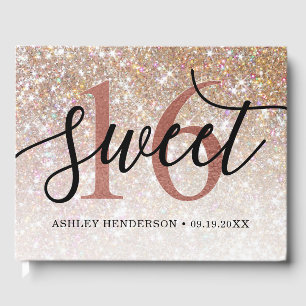 Livro De Visitas Aniversário do Glitter Ombre Sweet 16