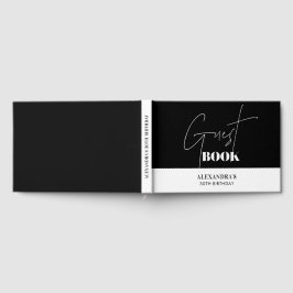 Livro De Visitas Aniversário Elegante Preto e Branco 
