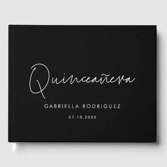 Livro De Visitas Aniversário moderno minimalista da Quinceañera (Frente)
