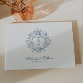 Livro De Visitas Antigo Brasão Monogramático de Casamento Regency