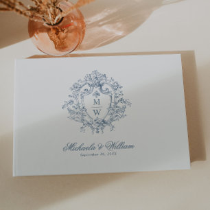 Livro De Visitas Antigo Brasão Monogramático de Casamento Regency