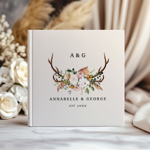 Livro De Visitas Antler Floral Rústico Casamento Boho Floresta