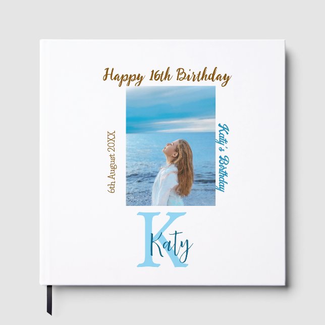 Livro De Visitas Apelido de 16 anos, feliz, castanho-aqua (Frente)