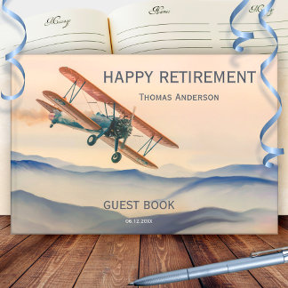 Livro De Visitas Aposentação por Viagem do avião de Vintage