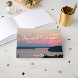 Livro De Visitas Aposentação Sunset Pink Seascape