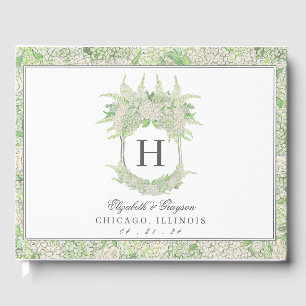Livro De Visitas Aquarela Verde e Branco - Hydrangea Crest