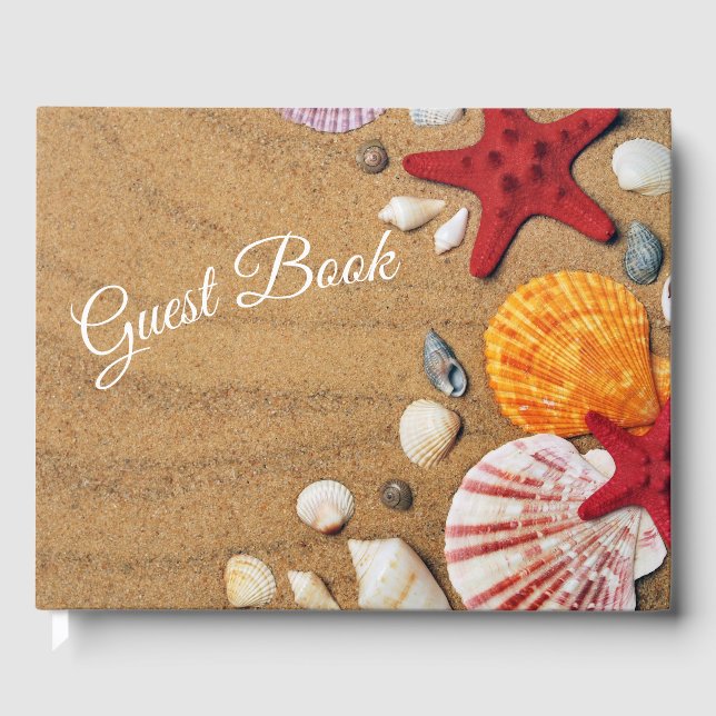 Livro De Visitas Areia da Praia do Oceano de Verão Conchas (Frente)