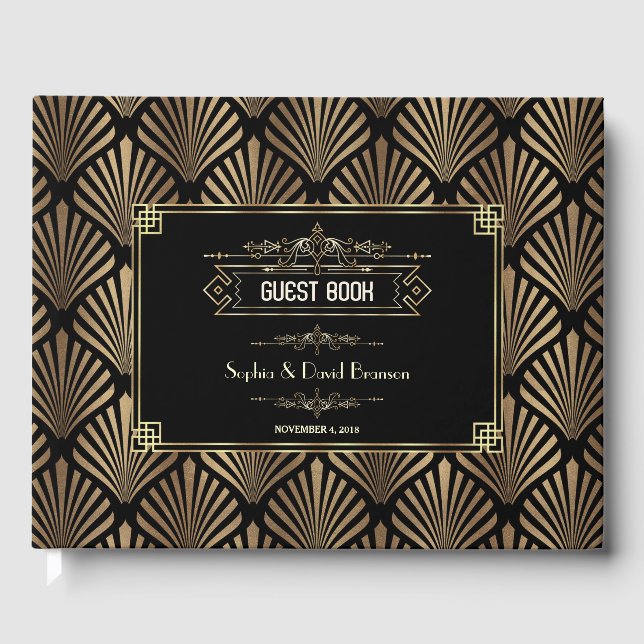 Livro De Visitas Art Deco Black Gatsby 1920 Casamento (Frente)