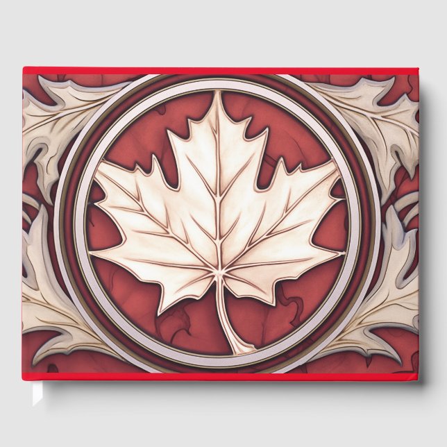 Livro De Visitas Art Deco - Estilo Canadense Maple Leaf (Frente)