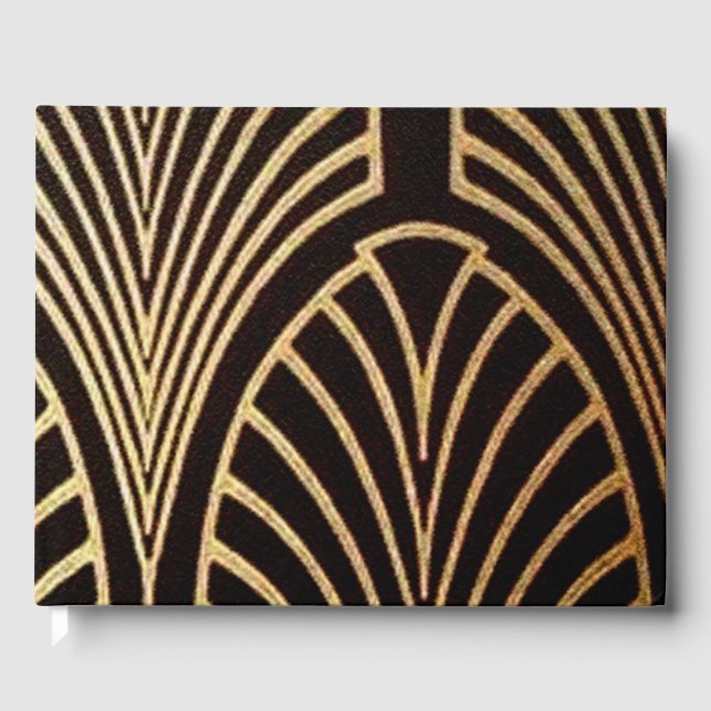 Livro De Visitas Art nouveau, art deco, padrão do ventilador, bronz (Frente)