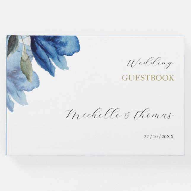 Livro De Visitas Arte Amarela Azul-Indígo Elegante (Frente)