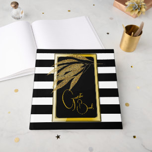 Livro De Visitas Arte Deco Rosas Dourados Deixa Fitas Negras Casame
