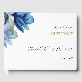 Livro De Visitas Arte em Aquarela Azul Índigo Elegante