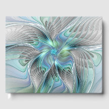 Arte fractal de fantasia de borboleta azul verde a