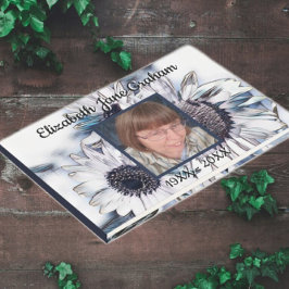 Livro De Visitas Arte Sunflower em Azul e Branco | Foto | Funerais